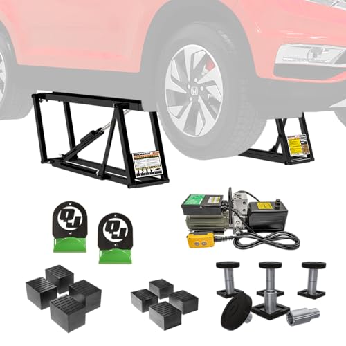 QuickJack Bundle - 7000 TL رفع السيارة المحمولة، وتشمل محولات الشاحنات وشماعات الحائط، ALI معتمد، وحدة طاقة 110 V، رفع شاحنة للمرآب والمتجر، 7000 رطل. سعة