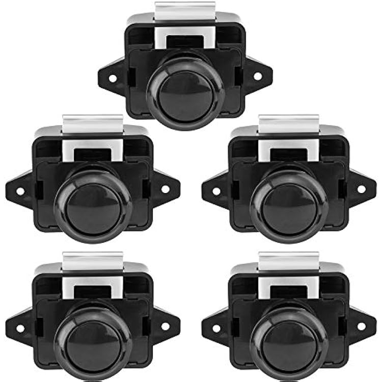 OCGIG 5 PCS زر الضغط مزلاج مجلس الوزراء باب قبض أقفال بدون مفتاح ل RV Motorhome Camper CaravanBlack
