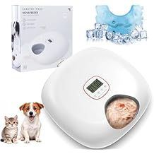 Automatic Cat Feeder Wireless, Sharper Image Auto Cat Food Dispenser for Dry Food with 2 Ice Packs, Rechargeable Auto Feeder for Cats and Dog with Programmable Timer Low Battery Indicator, White