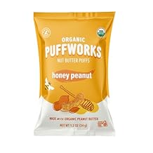 Puffworks Original Organic Peanut Butter Puffs, 1.2 Ounce (Pack of 6), Plant-Based Protein, Healthy Kid's Snack, No Added Sugar, Gluten- and Rice-Free, Vegan