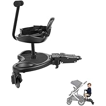 Universal Stroller Board Buggy Board, Stroller Glider Board Stroller Standing Board with Backrest and Detachable Seat, Sit and Stand Stroller Attachment for Toddler to Ride, Up to 55lbs