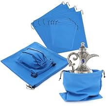 DIVINA VITAE 8 Pcs Silver Storage Bags 18" x 18" 9" x 12" Anti Tarnish Silverware Storage Bags Anti Tarnish Silver Jewelry Pouches Jewelry Storages Protector Bag for Necklace Bracelet Earrings(Blue)