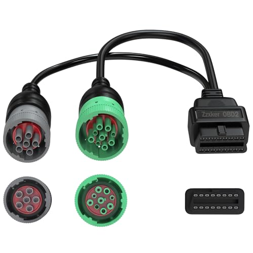 2 في 1 كابل محول OBD2 ، 9 دبوس J1939 و 6 دبوس J1708 إلى 16 دبوس محول OBD2 كابل تقسيم Y لشاحنة الديزل التشخيص الثقيلة