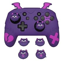 حافظة سيليكون لطيفة من سلسلة PlayVital Gothic Imp لوحدة تحكم Nintendo Switch Pro مع 4 قبضة إبهام وملصقين، غطاء جلد سيليكون واقي مضاد للخدش غير قابل للانزلاق - أرجواني