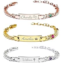 Custom Baby Bracelet Personalized Engraved Name Bracelet for Newborn Toddler Kids Boys Girls Hypoallergenic Stainless Steel Birthstone Bracelet for Baby Shower Birthday Gift
