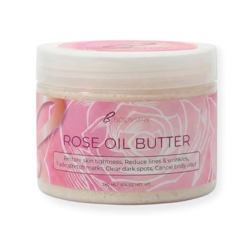Rose Oil Butter - Firming Body Butter for Stretch Marks, Loose Skin, Wrinkles & Dark Spots - Hydrating Skin Tightening Body Moisturizer, Deodorizing, Non Greasy - 10.14 oz  300 ml