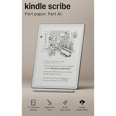 Amazon Kindle Scribe 64GB (newest model) 11 paper-like display with front light Thinner, lighter, faster Write in notebooks, documents, and books + 3 months of Kindle Unlimited (with auto-renewal)