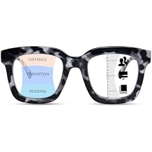 Progressive Multifocal Reading Glasses for Women, Oversized Square Blue Light Computer Readers with Spring Hinge