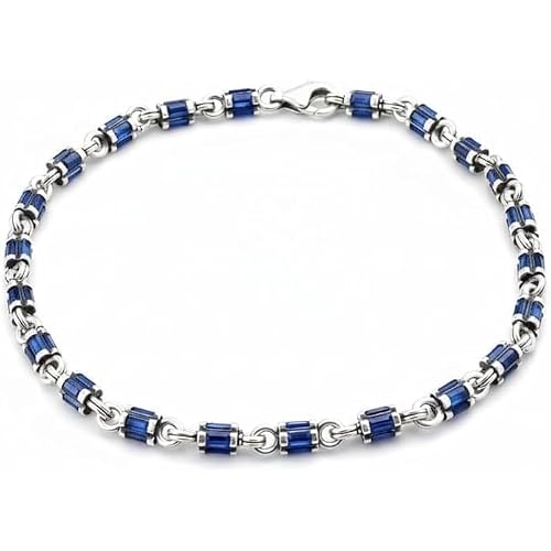 Men Sapphire Gemstone Handmade Link Chain Bracelet