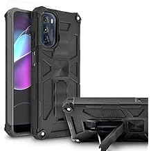 لحافظة Moto G 5G، حافظة Motorola G 5G 2022 مع واقي شاشة من الزجاج المقسّى، [درجة عسكرية] حافظة هاتف مغناطيسية متينة مدمجة للسيارة (أسود)