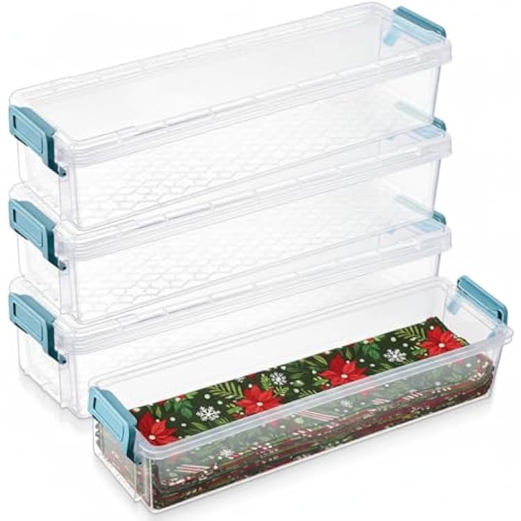 Tioncy 4 Blue Fabric Strip Case Jelly Cotton Fabric Patchwork Roll Storage Case Bulletin Board Border Bolt Storage Sewing Cloth Box for 2.5 in Cloth Strips Art Craft Organizer 13 x 4 x 3 in