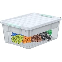 Storage Bins With Lids, Toy Storage Box, Stackable Closet Organizer for Office and Home Organization (D)