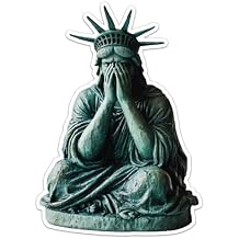 Weeping Statue of Liberty Sticker, Waterproof Vinyl Car Bumper Sticker, Laptop, Water Bottle, Bookcase, Phone Cases, Wall and Window, Size, 5'' Longer Side