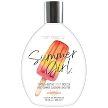 لوشن تسمير البشرة Tan Asz U Summer Girl، Plateau-Busting 300X Bronzer، لوشن تسمير البشرة Pure Summer Juicebomb Smoothie مع زيت الجزر وحمض الهيالورونيك والببتيدات، 13.5 أونصة سائلة