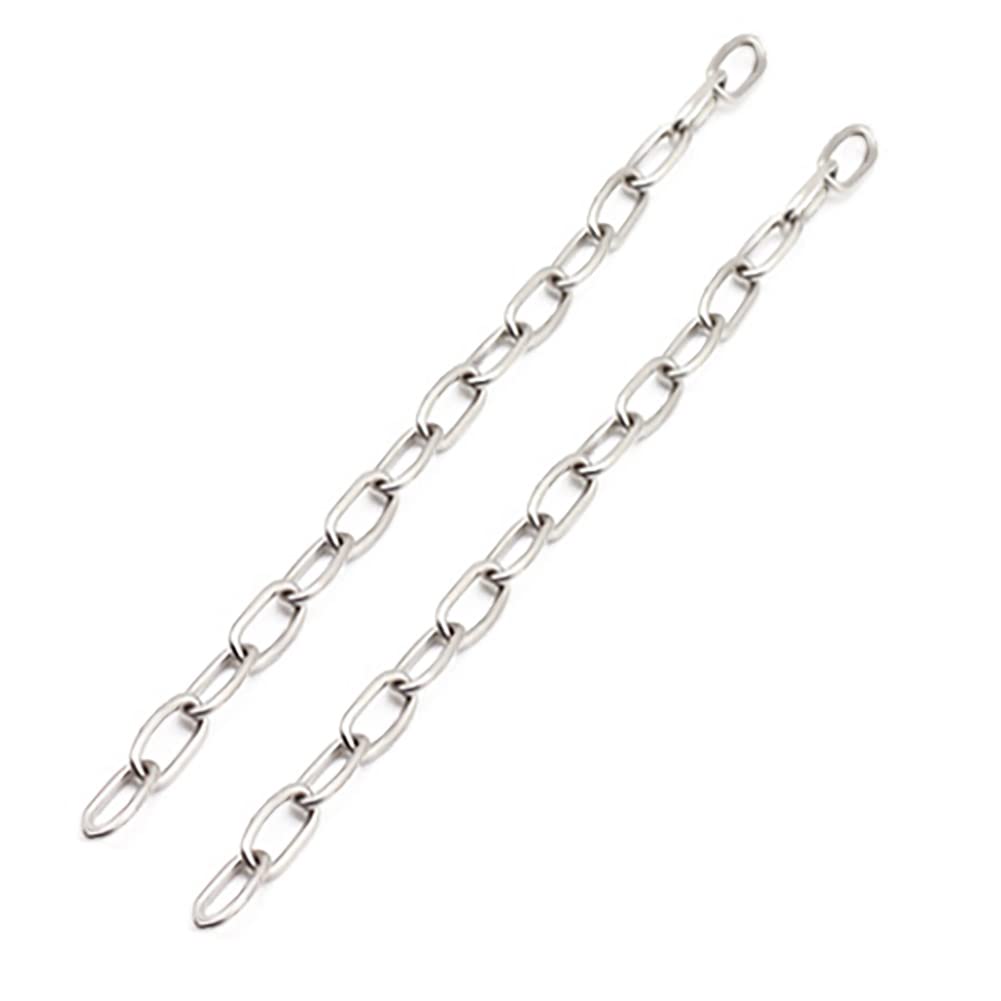 Stainless Steel Safety Chains 40in L x 0.20in T Long Link Chain Rings Light Duty Coil Chain for Hanging Pulling Towing 2mm*100cm-2 Pack