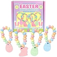 Easter Candy Bracelets, Individually Wrapped Edible Jewelry for Baskets, Egg Fillers and Hunts, 20 Count