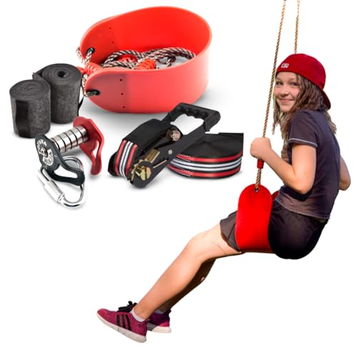 Ninja Slider Zip Lines for Kids and Adults Outdoor - 65 Ft Slackline Zipline Kits for Backyard - Obstacle Course - Zipline for Backyard - Ninja Warrior Accessory - Outdoor Toy - Fofana