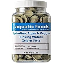 Spirulina Algae Wafer, 16mm - 5/8" Sinking Wafers of Spirulina, Algae, Veggies, Wafers for Bottom Fish, Shrimp, Snails, Crabs, Crayfish, All Tropical Fish...10oz Small Jar