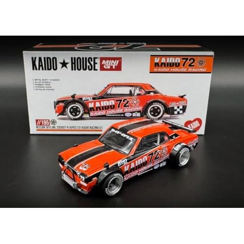 Diecast Model Car Compatible for 1:64 Nissan Skyline 2000GT-R KPGC10 Kaido Racing V1 Orange Kaido House x Mini GT Limited Edition KHMG195