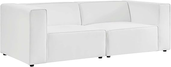 Modway Mingle Vegan Leather 2-Piece Loveseat in White