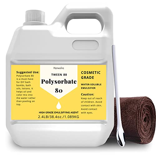 38.4 oz Polysorbate 80 for Bath Bombs, Premium Polysorbate 80 Sorbitan Oleate Liquid, 100% Pure, Cosmetics Grade, Gentle on Skin, Suitable for Making Lotions, Shampoos, Body Washes and More