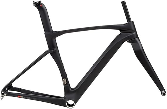 700C Road Bike Frameset 43.5/46/48/50/52/54/56CM Cyclocross Race Bike Frame Carbon Fiber Bike Frames Disc Brake Thru Axle F12100mm R12142mm(Black,43.5CM)