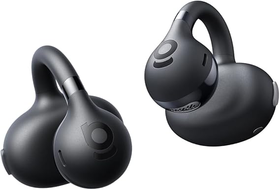 Baseus Bass BC1 Open Ear Earbuds Clip-On Headphones, Open-Ring Comfort with Tri-Curve Snug Clip, Powerful Sound with SuperBass, 4-Mic Clear Calls, IP55 Waterproof, 38H Playtime, Lightweight