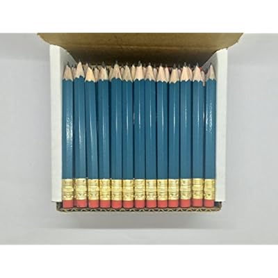 Half Pencils with Eraser - Golf, Pew, Short, Mini, Small, Non Toxic, Wooden, Hexagon, Sharpened, #2 Pencil, Color - Teal, Box of 72, Half Gross Golf Pocket Pencils TM