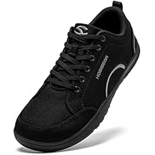 HOBIBEAR Unisex Wide Toe Shoes Minimalist Barefoot Canvas Sneakers Lace-up Walking Shoes for Men Women