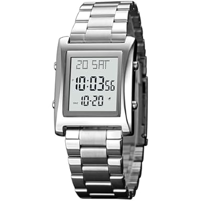MASTOP Mens Watches Digital Watch for Men Womens, LED Screen Digital Black Watch Backlight Fashion Stainless Steel Rectangle Watches for Men, Mens Wristwatch Waterproof Tool Include