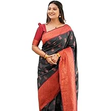 Indian Women's Banarasi Kanchipuram Soft Silk Saree With Un-stitched Blouse Piece
