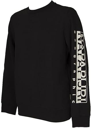 Napapijri Sweatshirt مغلق رجل Crewneck Winter Fleece Article NP0A4FQN BADAS C، 041 أسود / أبيض ، متوسط