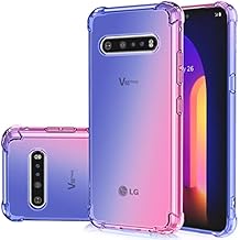 حافظة LG V60 Thinq ، لحالة LG V60 Thinq 5G Cute ، غطاء حافظة TPU الناعم المضاد للخدش الناعم TPU غطاء مقاوم للصدمات لـ LG V60 Thinq ( أزرق / وردي )   