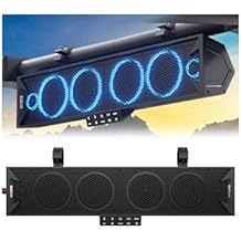 شريط صوت GoHawk UTV مقاس 25 بوصة، شريط صوت ATV مزود بـ 6 مكبرات صوت وبلوتوث مع أضواء RGB، شريط صوت مقاوم للماء IP66 SXS وعربة جولف متوافق مع Polaris RZR Can-Am مع راديو FM، يناسب أقفاص دوارة مقاس 1.5 بوصة و2.25 بوصة