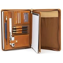 Honeymoon Tablet Case for iPad Pro 12.9 Inch 2022/2021/2020,Leather Document Case for A4 Letter Size Notebook,Business Resume Zippered Padfolio Folder,Gifts for Men/Women,G001-Brown