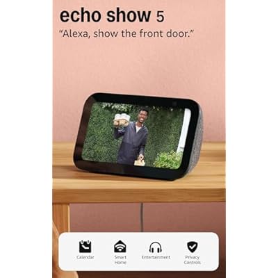 Amazon Echo Show 5 (أحدث طراز)، شاشة ذكية، مصممة لـ Alexa+، صوت جهير 2x وصوت أكثر وضوحًا، فحم