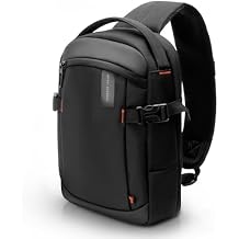 Sharper Image Crossbody Sling Bag for Men and Women, Water Resistant Cross Body Backpack, Chest Bag w/Adjustable Shoulder Strap, Casual Daypack for Outdoor Travel Hiking, Black (Venture Collection)