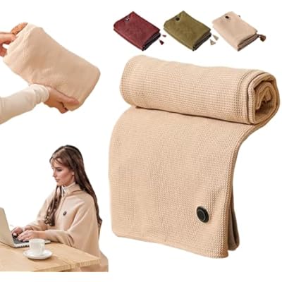 Portable Heated Shawl, 2026 New Portable Heated Blanket Shawl Wraps for Women, Cordless Heated Blanket with 3 Heating Levels for Home Camping Travel Beige