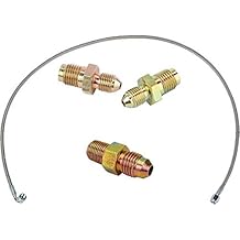 طقم خط هيدروليكي عالمي من Speedway Motors مع تركيبات -4 AN، وخرطوم PTFE مضفر من الفولاذ المقاوم للصدأ مقاس 36 بوصة، ومحولات حاجز، ونهايات مستقيمة بزاوية 90 درجة