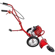 Walk-Behind Brush Cutter, 49CC 1500W 2-Stroke Gasoline Hand-Push Lawn Mower, 7000RPM High Speed Weed Wacker, 2-in-1 Mowing & Soil Loosening Machine, Single-Cylinder Air-Cooled Weeder for Yard Garden