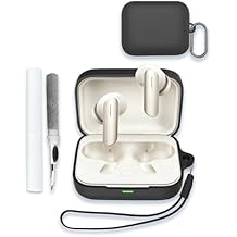 Case for Realme Buds Air 7 Bluetooth Earphone, Soft Silicone Protective Portable Scratch Shock Resistant Shell with Cleaner Kit & Carabiner & Lanyard for Realme Buds Air 7,Black