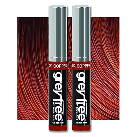 Hair Mascara Root Touch-Up for Gray Hair | Precision Hairline Concealer for Brows & Beard | 2 Pack (DARK COPPER)