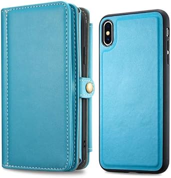 Honeymoon Compatible with iPhone XR Mobile Case,New Multi Card Holders Wallet Mobile Phone Adsorption Protective Cover Compatible for iPhone XR 2018,Blue