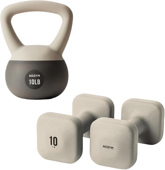 Soft Kettlebell (10L Sandstone) and Dumbbells (10L Sandstone)
