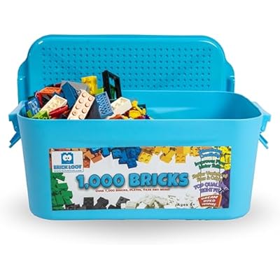 مجموعة Brick Loot 1,000 Bricks Plus 70 Building Blocks 1,070 قطعة مع صندوق تخزين فاخر، طوب كلاسيكي بألوان مختلطة متوافق مع ليغو، ألعاب بناء STEM إبداعية للأطفال والكبار