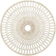 Round Woven Rattan Wall Hanging Art Piece Natural Bamboo and Wood Wicker Home Decor Accent Handmade Boho Wall Decor for Bedroom, Living Room, Office 36", White