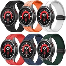 Galaxy Watch 5 Pro Bands 45mm, No Gap Silicone Sport Band Compatible with Galaxy Watch 7 6 5 4 44mm 40mm Replacement Strap(6Pack D)