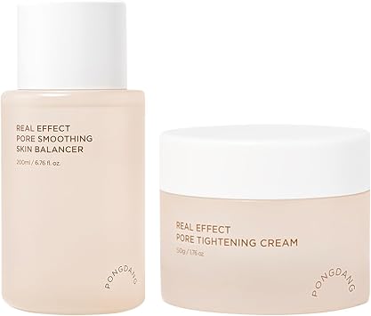 PONGDANG Real Effect Firming Duo for Pore Pore Smoothing Skin Balancer & Pore Tightening Cream, Pore Minimizer, Hydrating, Peptide, Panthenol, Niacinamide, Korean Skinare