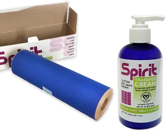 Spirit Classic Tattoo Essentials Bundle: Thermal Stencil Transfer Paper Roll & Transfer Cream