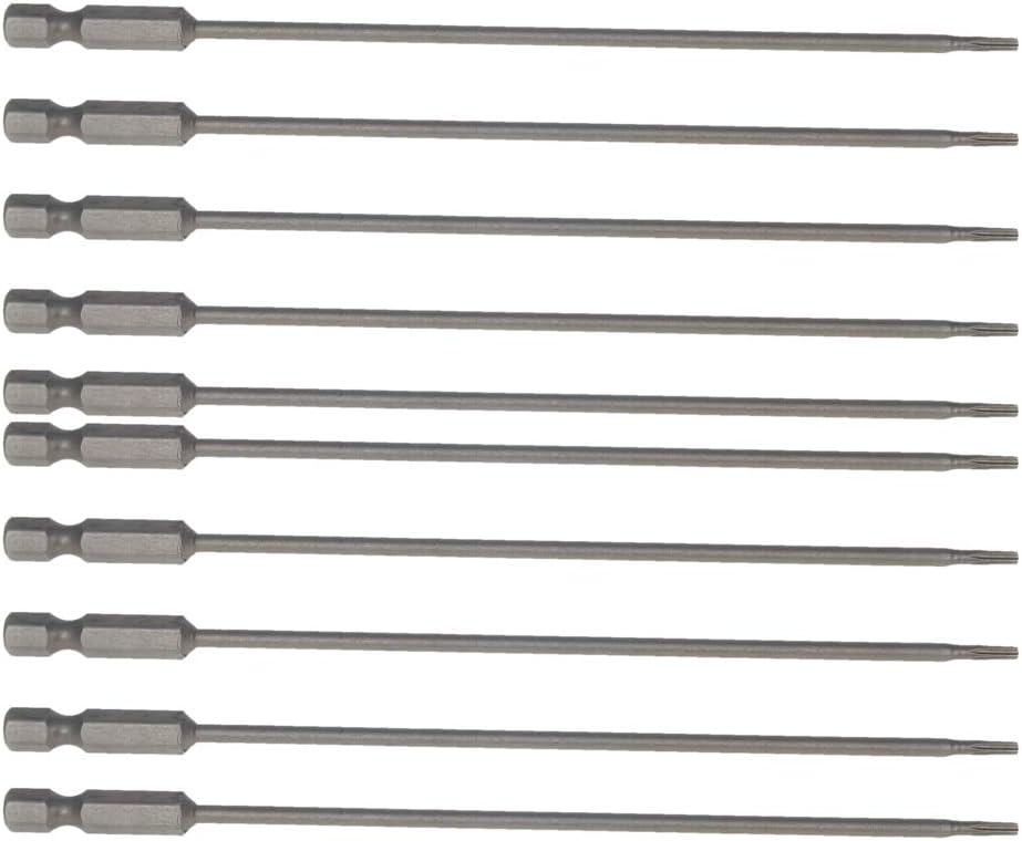 Utoolmart Torx Screwdriver Bits، 1/4 Inch Hex Shank Screwdriver Bits، T8 Magnetic Security Tamper Proof Bit، S2 Steel Torx Head Screw Driver Bit، 150mm Length، for Repair Work، 10 Pcs